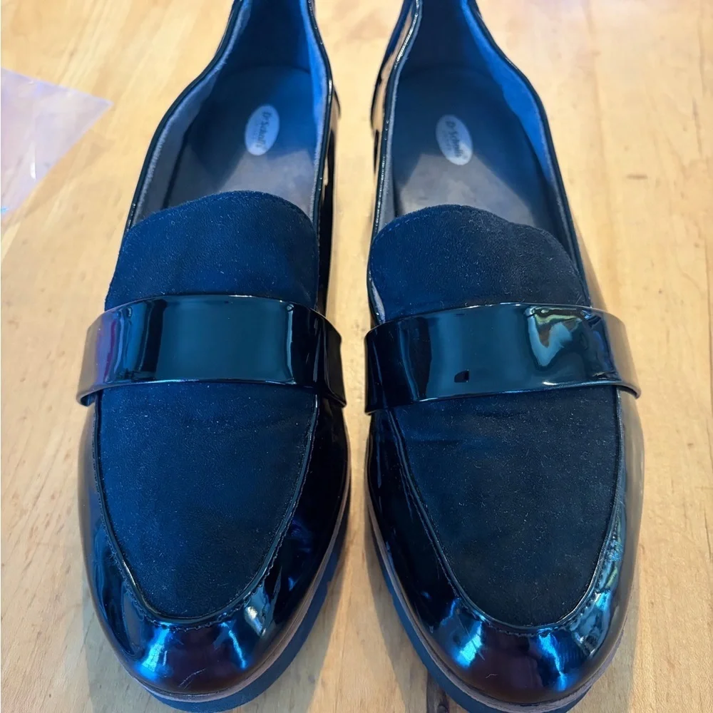 Dr. Scholl's Black Patent & Suede Women's Loafers size 7.5